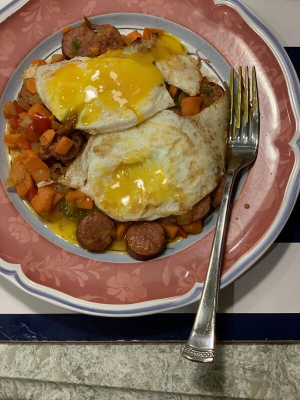 Sweet Potato & Sausage Hash - Mom with a Plan